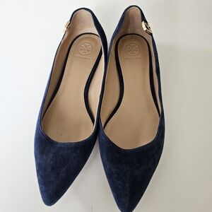 Tory Burch Navy Suede Loafers